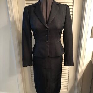 Tahari Charcoal Pinstripe Suit  Size 0P